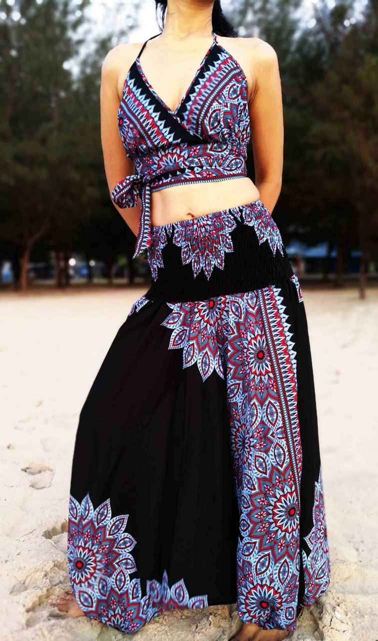 pantal n afgano rayon estampado Usurkya Ropa Etnica hippie casual