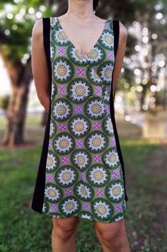 Imagen de Vestido franja estampado verde