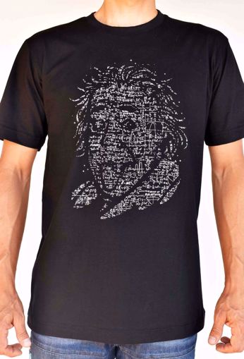 Camiseta retrato einstein con ecuaciones