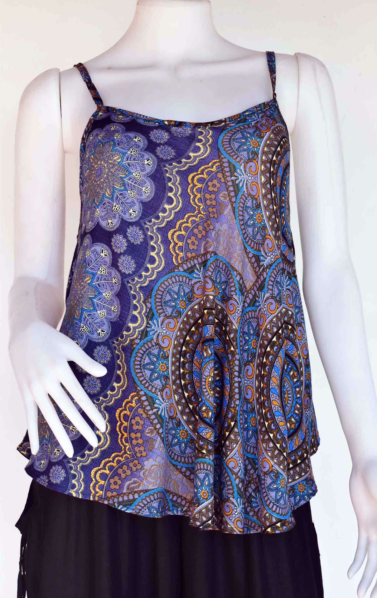 Tops tirantes rayón estampado | Usurkya Ropa Etnica hippie casual