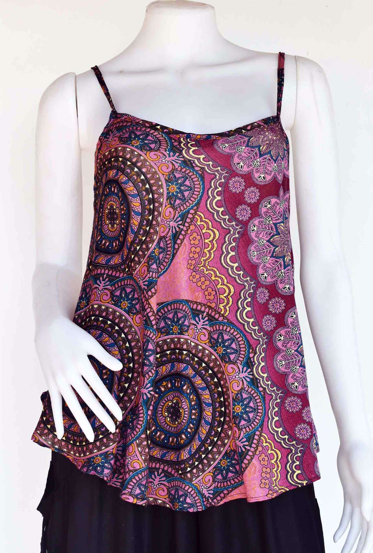 Tops tirantes rayón estampado | Usurkya Ropa Etnica hippie casual